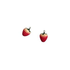 3D Strawberry Gold Plated Charms DIY Jewelry Earrings Necklace Accessory